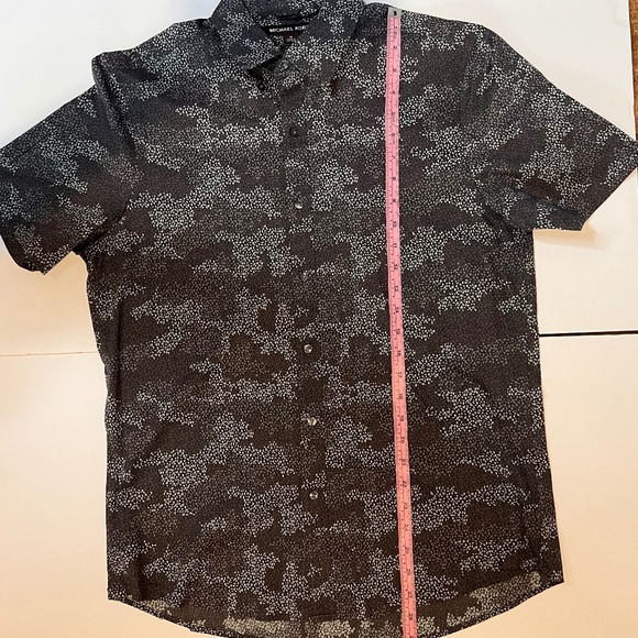 Michael‎ Kors Grey Floral Print Botton Down Short Sleeve Medium Trim Stretch - Picture 6 of 6